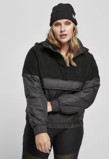 Ladies Sherpa Mix Pull Over Jacket black/black