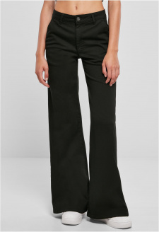 Ladies High Waist Wide Leg Chino Pants black