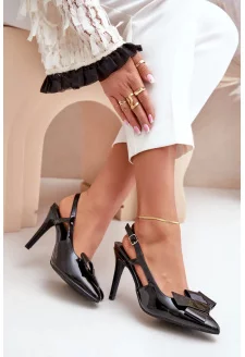 Lakierowane Szpilki Z Odkrytą Piętą Czarne Auroravia