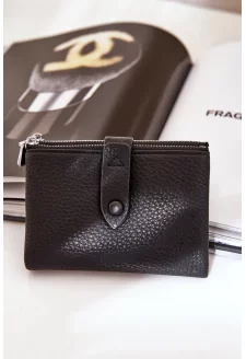 Eko Skórzany Portfel Damski Czarny Bronica