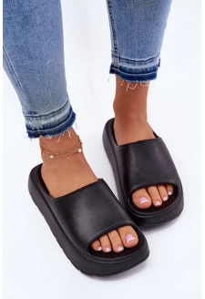 Piankowe Klapki Damskie Na Platformie Czarne Xalvania