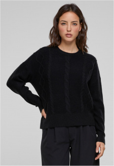 Ladies Cabel Knit Sweater black