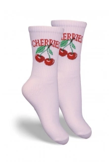 Skarpetki Dziecięce Młodzieżowe CHERRIES Pudrowy Róż