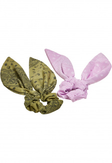 Bandana Print Scrunchies With XXL Bow 2-Pack khaki/lightlilac