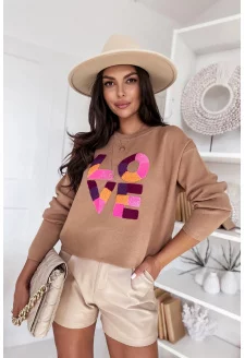 Sweter damski oversize HARPER kamelowy Dstreet MY1983