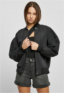 Ladies Recycled Oversized Light Bomber Jacket black