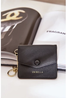 Etui Na Karty Ze Złotym Brelokiem Eko Skóra Czarny Iritinme