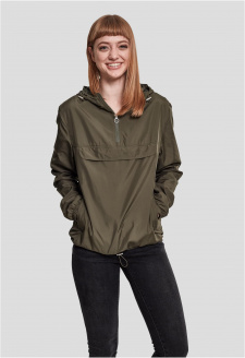 Ladies Basic Pull Over Jacket dark olive