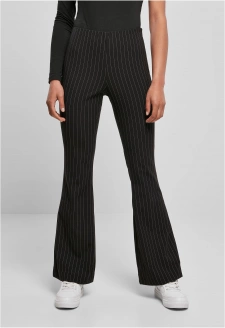 Ladies Flared Pin Stripe Pants black/white