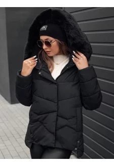 Kurtka damska zimowa FIXMIX pikowana z kapturem czarna Dstreet TY4672