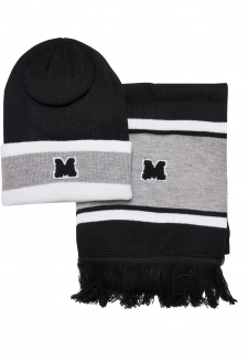 College Team Package Beanie and Scarf black/heathergrey/white