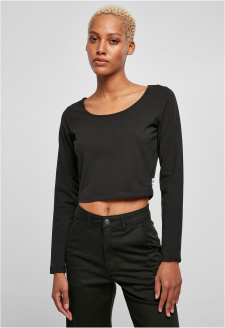 Ladies Organic Wide Neck Cropped Longsleeve black