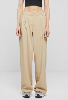 Ladies Ultra Wide Pleat-Front Pants wetsand