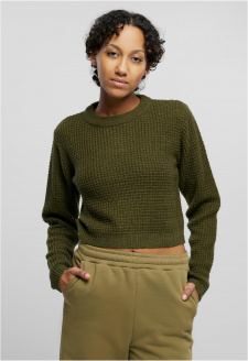 Ladies Short Waffle Sweater summerolive