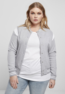 Ladies Organic Inset College Sweat Jacket grey/white