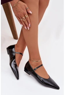 Lakierowane Baleriny Z Paskiem Czarne Jarelle