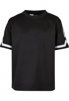 Boys Oversized Stripes Mesh Tee black