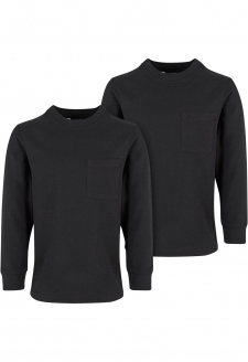 Boys Heavy Oversized Pocket Longsleeve 2-Pack black+black