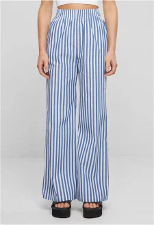 Ladies Striped Loose Pants white/blue