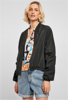 Ladies Recycled Batwing Bomber Jacket black