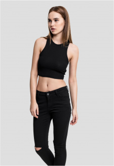 Ladies Cropped Rib Top black