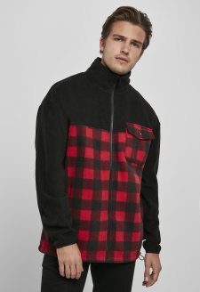 Patterned Polar Fleece Track Jacket black/redcheck