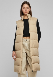 Ladies Long Puffer Vest wetsand