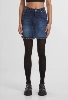 Ladies Heavy Mini Denim Skirt new dark blue washed