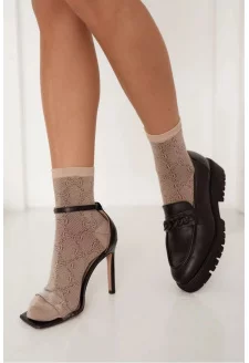 Wzorzyste Skarpetki Damskie Beżowe