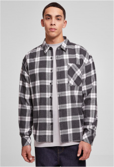 Boxy Dark Checked Shirt grey/white