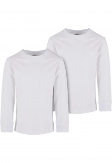 Boys Heavy Oversized Pocket Longsleeve 2-Pack white+white