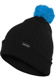 Contrast Bobble Beanie blk/tur