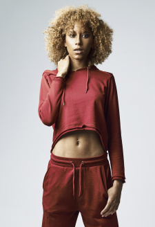 Ladies Cropped Terry Hoody burgundy