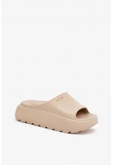Piankowe Klapki Damskie Na Platformie Big Star RR274A569 Beżowe