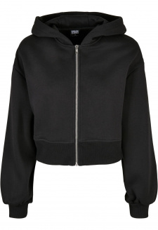 Ladies Short Oversized Zip Jacket black