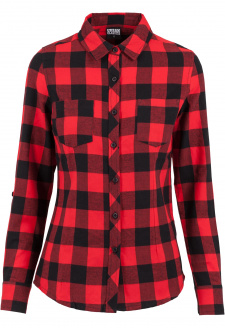 Ladies Turnup Checked Flanell Shirt blk/red