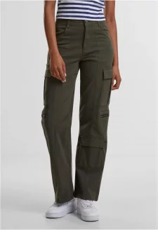 Ladies Loose Utility Stretch Twill Pants blackolive