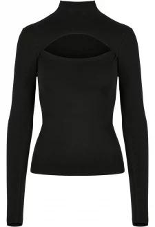 Ladies Cut-Out Turtleneck Longsleeve black