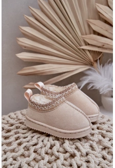 Śniegowce Botki Dziecięce Na Platformie Ocieplane Futerkiem Jasnobeżowe Vilabria