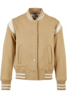 Girls Inset College Sweat Jacket unionbeige/whitesand