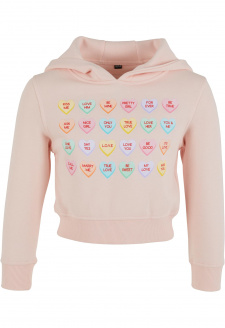 Kids Sweet Heart Candy Cropped Hoody pink