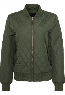 Ladies Diamond Quilt Nylon Jacket olive