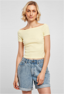 Ladies Off Shoulder Rib Tee softyellow