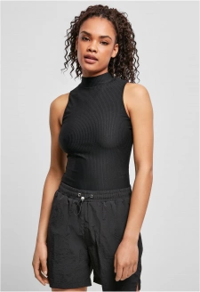 Ladies Sleeveless Rib Turtleneck Body black