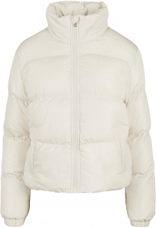 Ladies Short Peached Puffer Jacket whitesand