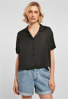 Ladies Viscose Satin Resort Shirt black