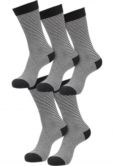 Fine Stripe Socks 5-Pack black/whitesand