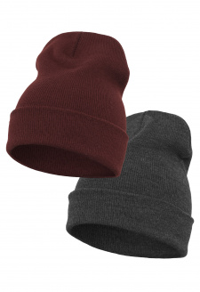 Pre-Pack Heavyweight Long Beanie charcoal/maroon