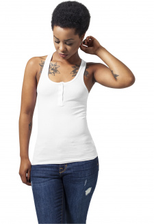 Ladies Button Tanktop white