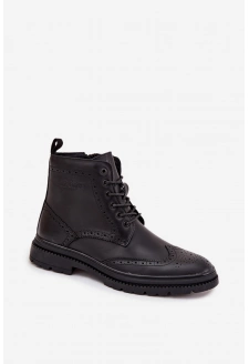 Skórzane Botki Męskie Lee Cooper LCJ-25-33-3961 Czarne